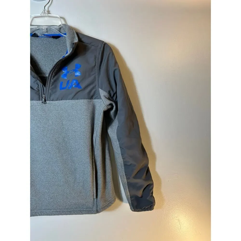 UNDER ARMOUR Unisex Youth Gray Fleece Quarter Zip Jacket / Size: Youth Large